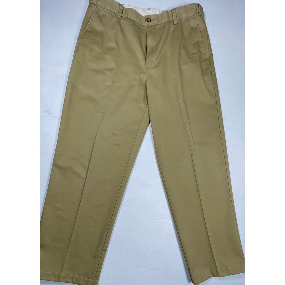 LLBean Comfort Waist Mens Khaki Chinos Pants Size 36x32 Cotton Flat Front 245698
